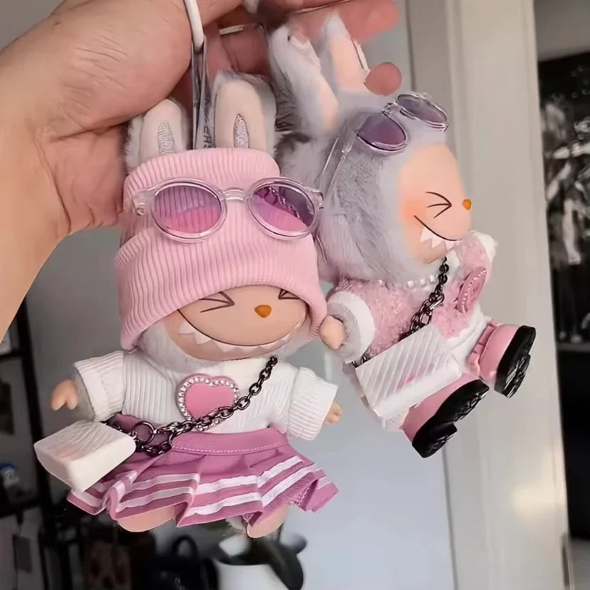 Mini Doll Clothes Outfit - Kpop EXO Labubu Idol V1 V2 Skirt & Sweater Set, Korea-Inspired Gift