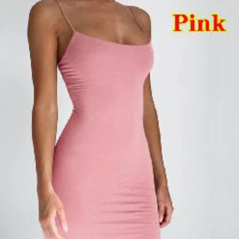 Women’s Summer Spaghetti Strap Mini Dress – Sexy Bodycon Black Club Party Sheath Sundress