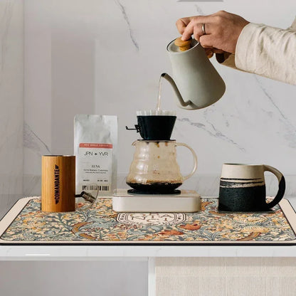 Elevate Kitchen Cleanup with Printed Dish Drying Mat - Super Absorbent Tableware Draining Pad