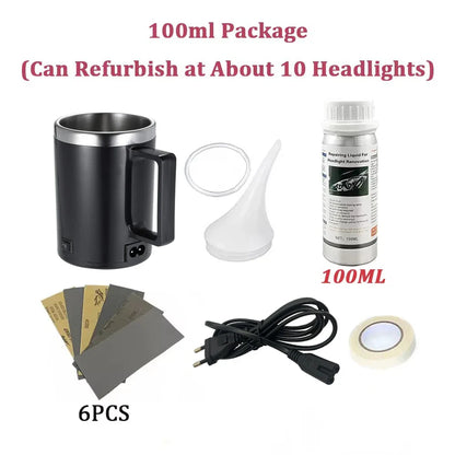 Car Headlight Restoration & Polishing Kit – Liquid Polymer Scratch Remover Repair Fluid for Clear Lens Restoration Tool