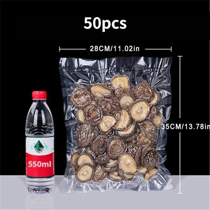 50pcs BPA-Free Reusable Vacuum Sealer Bags - Food Preservation Plastic Sealing Bags for Household Use