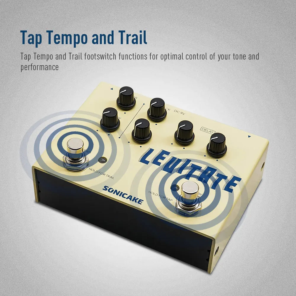 SONICAKE Levitate QDS-02 Dual Footswitch Guitar Effects Pedal – Digital Delay & Reverb Stompbox