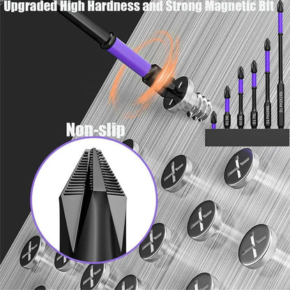 6/12 Pcs Magnetic Screwdriver Bits Set – Phillips & Hex Shank Impact Driver Bits, Non-Slip Shockproof Alloy Steel for Power Tools