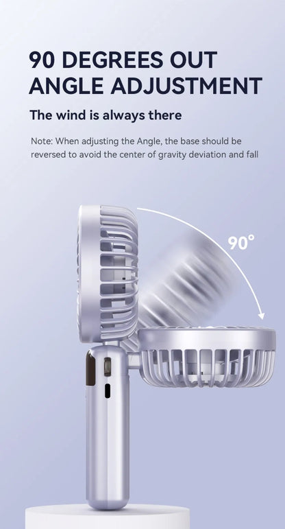 Portable Mini USB Fan – Handheld & Desktop Fan with Phone Holder, 3-Speed Adjustable Wind, Long Battery Life, Multi-Function Cooling Fan