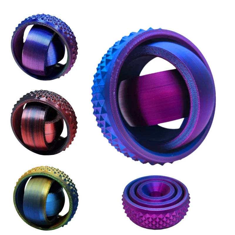 3D Printed Rotating O-Shaped Fidget Ball – Universal Gyroscope Toy for Anxiety Relief & Stress Decompression