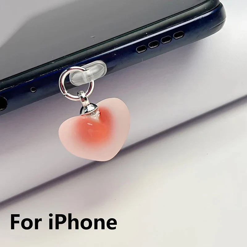 Heart-Shaped Phone Dust Plug Pendant - Universal iPhone/Type-C Accessory for Protection & Style