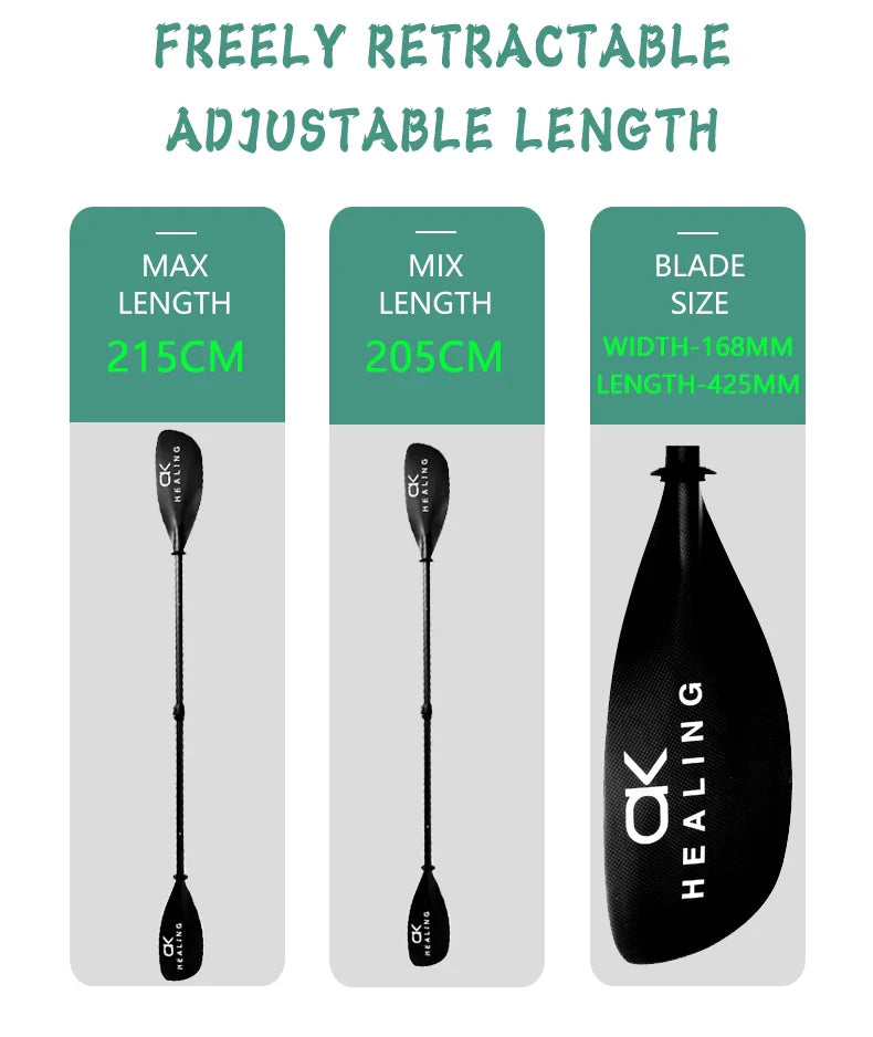 HEALING 4-Section Kayak Paddle – 100% Carbon Fiber Double-Head Blades, Inflatable Stand-Up Paddle for Boat Surfing & Kayaks