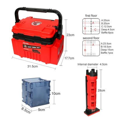 ILURE Multifunction Fishing Tackle Box – Big Storage Tool Box with Rod & Cup Holders for Fishing Accessories