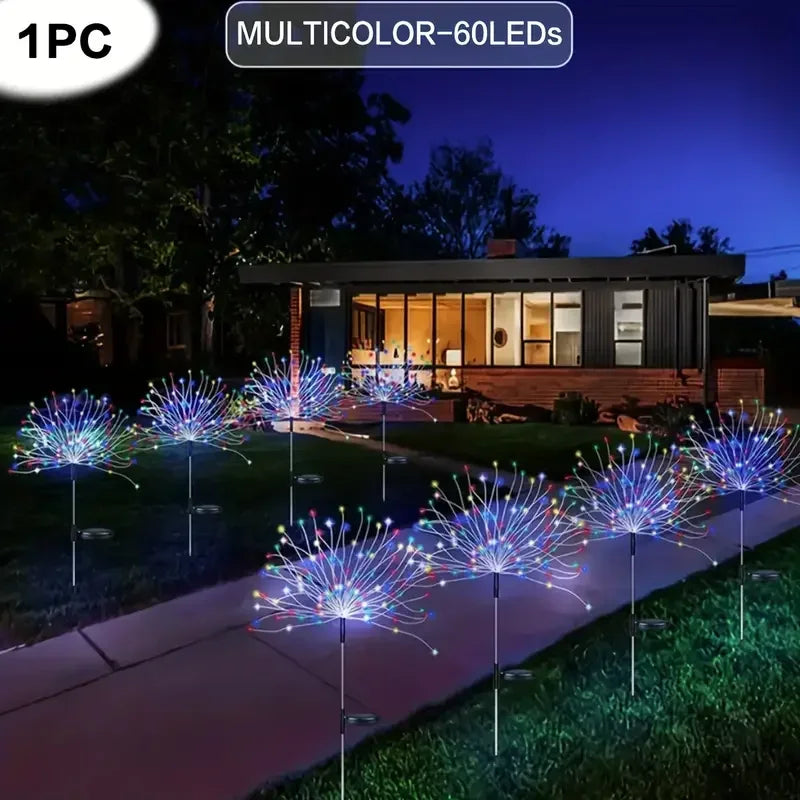 NEW 60LED Solar Fireworks Lights – Outdoor Waterproof Garden Lights with 8 Modes and Remote Control Decorative Lighting