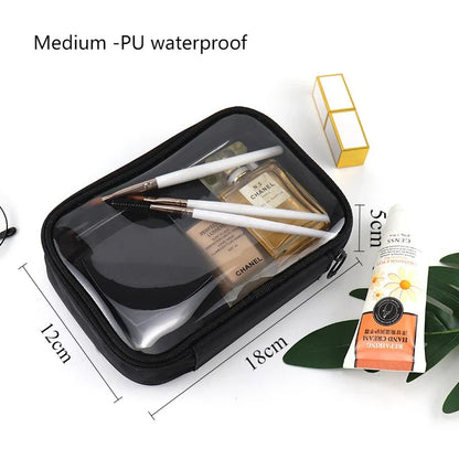 Waterproof Clear PVC Makeup Bag – Travel Cosmetic Organizer Pouch for Women & Men, Toiletry & Brush Storage Case