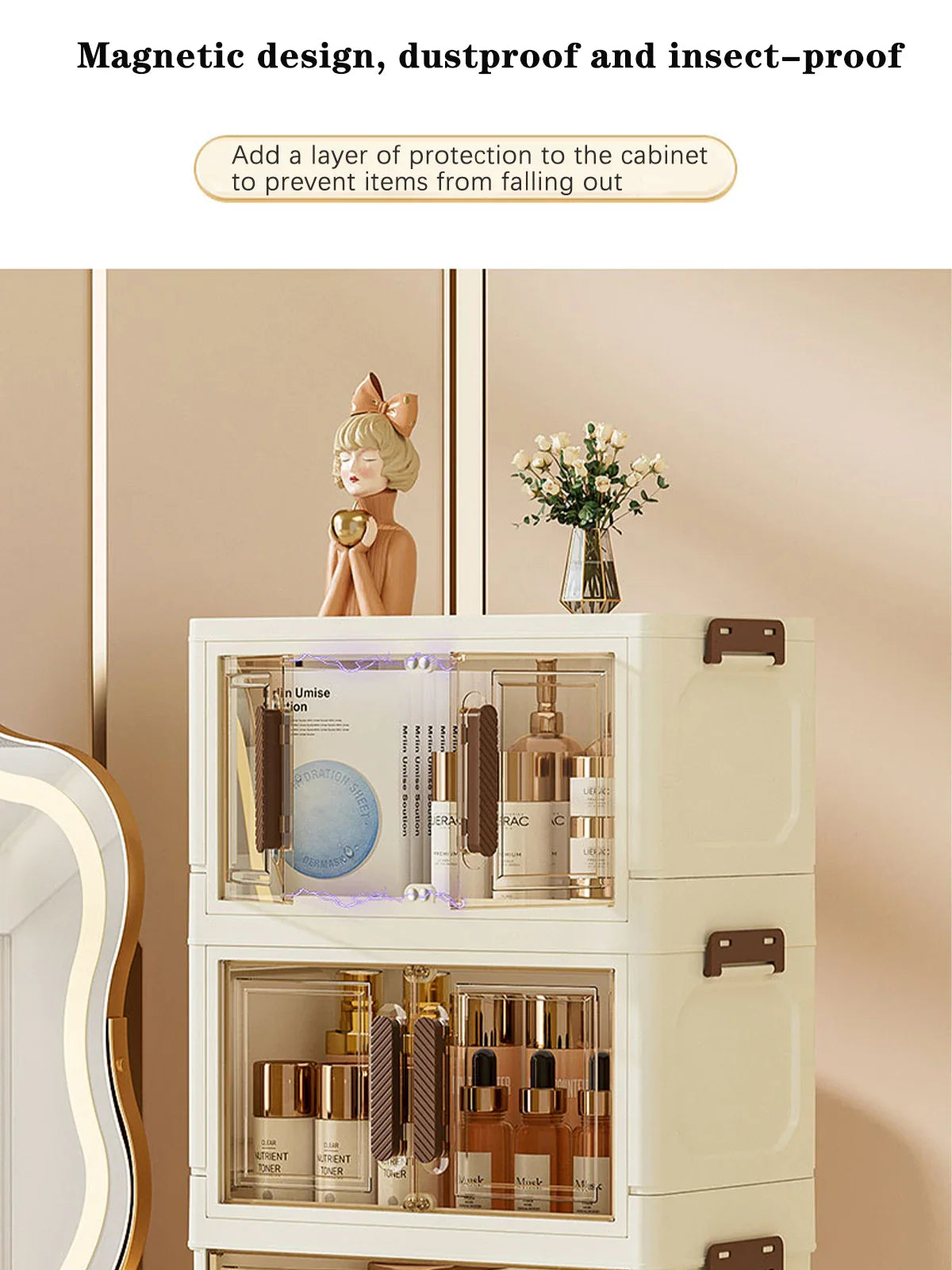 Foldable Transparent Cosmetic Organizer — Multi-Layer Drawer-Style Desktop Beauty Storage Box, Dustproof Makeup Organizer