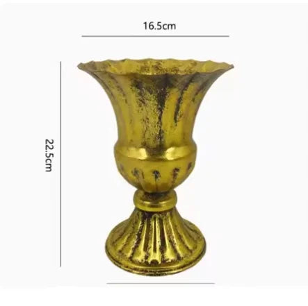 European Retro Iron Goblet Vase — Metal Flowerpot for Home, Living Room, Hotel & Flower Arrangement Decor
