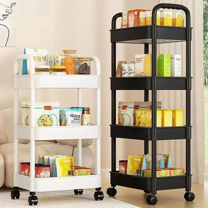 Multi-Layer Trolley Rack: Mobile Storage for Kitchen, Bedroom, Bathroom - Ideal for Baby Snacks and Bathroom Storage