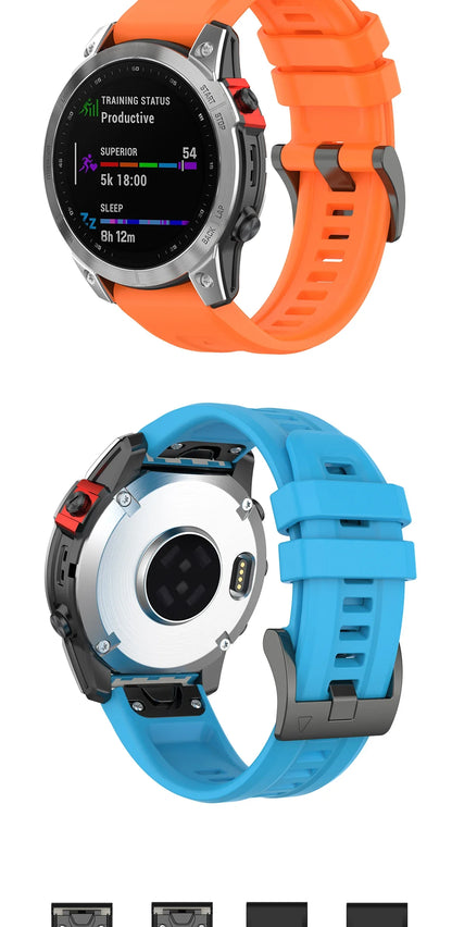 Silicone Watch Strap for Garmin Fenix 7X/7/7S/6/6X/5X/5S/3HR/945/935 – QuickFit 20/22/26mm Wrist Band
