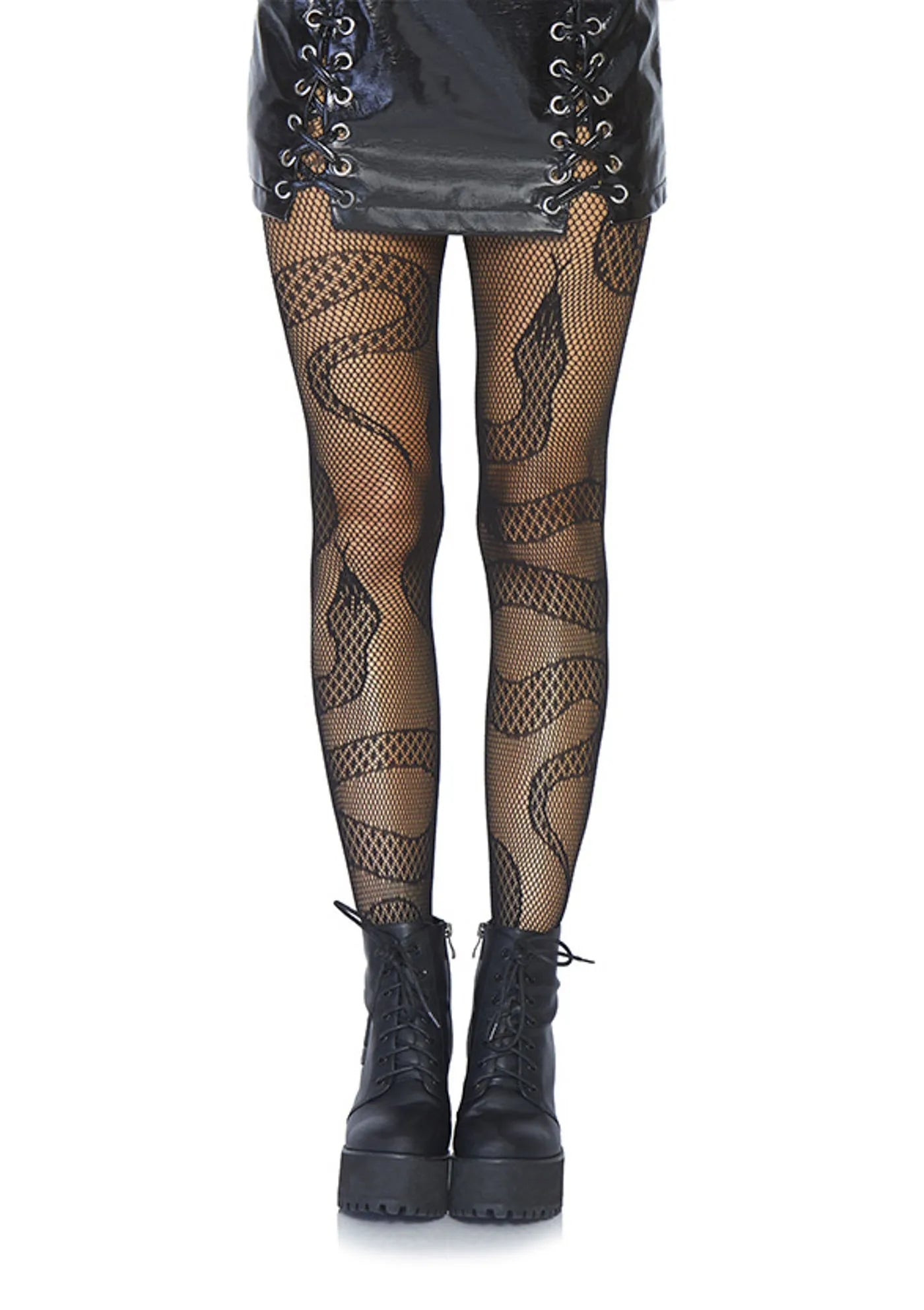 Fashionable Snake-Shaped Fishing Net Socks - 1 Pair of Punk Style Halloween Pantyhose, Sexy Horror Snake Shaped Design