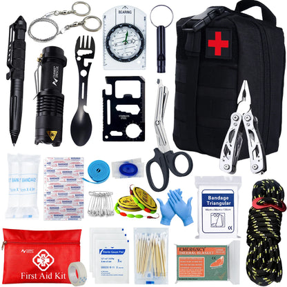 Survival First Aid Kit - MOLLE Outdoor Emergency Trauma Bag for Camping Hiking IFAK EDC Adventure Gear