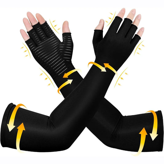 Long Copper Compression Arthritis Gloves – Arm & Hand Support Sleeves for Carpal Tunnel, Lymphedema & Hand Pain Relief
