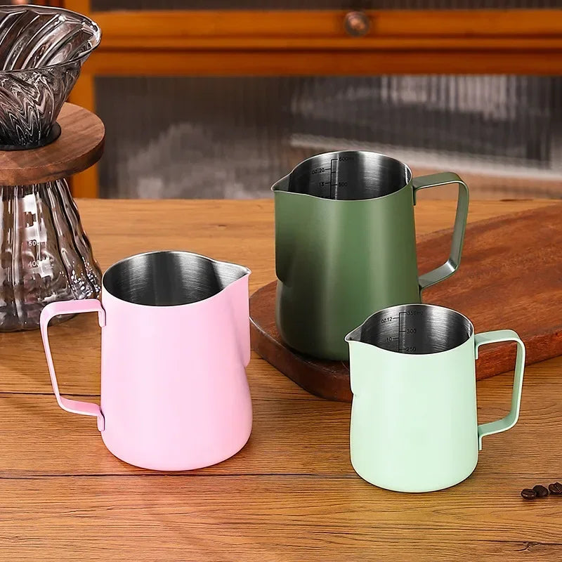304 Stainless Steel Milk Frothing Pitcher with Measurement Scale – Barista Espresso Coffee Latte Art Jug for Café & Kitchen