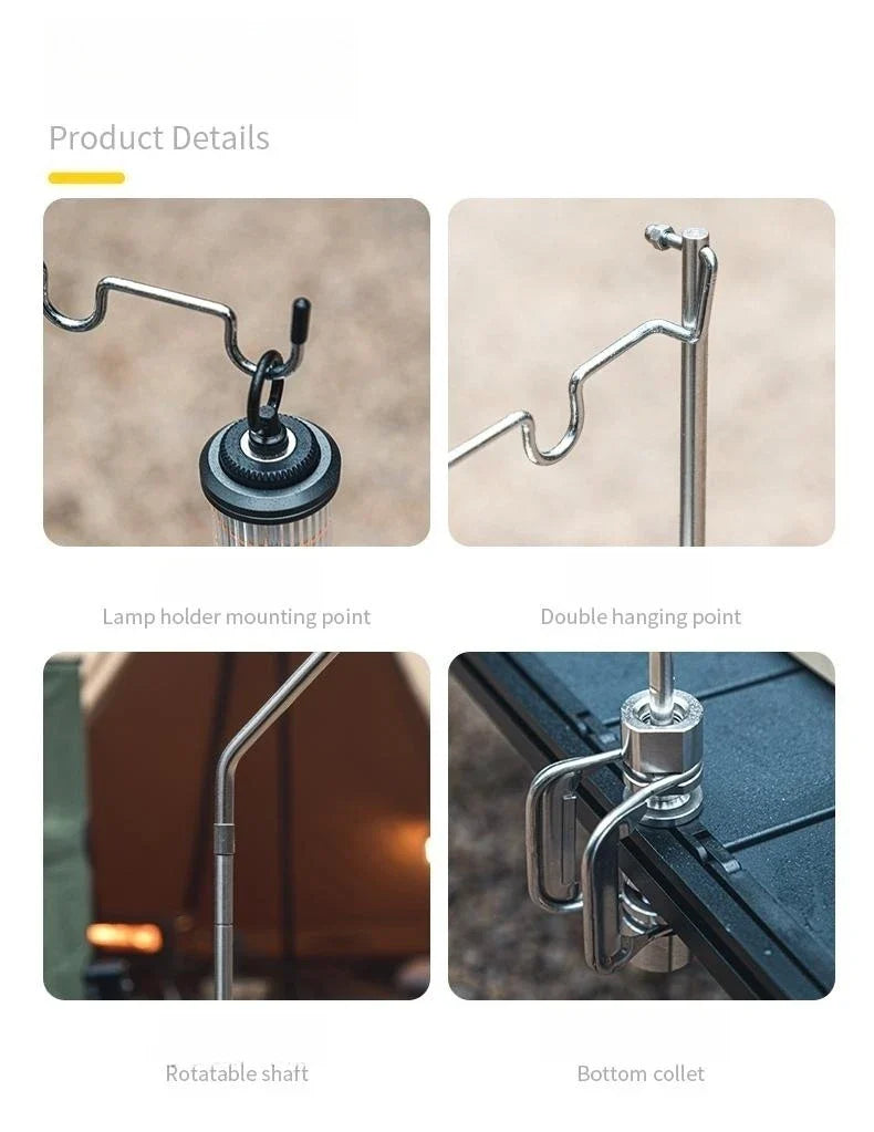 Outdoor Portable IGT Table Light Pole Bracket – Stainless Steel Camping Desktop Accessory