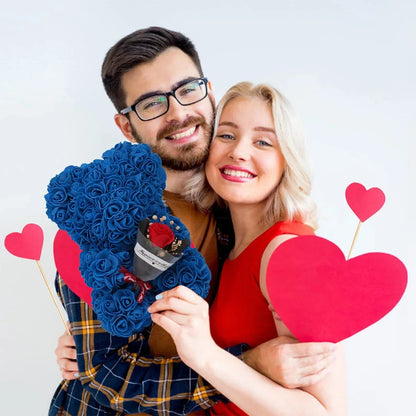 25cm Eternal Rose Teddy Bear – Artificial Flower Gift for Mom, Mother’s Day, Birthday, Valentine’s & Anniversary