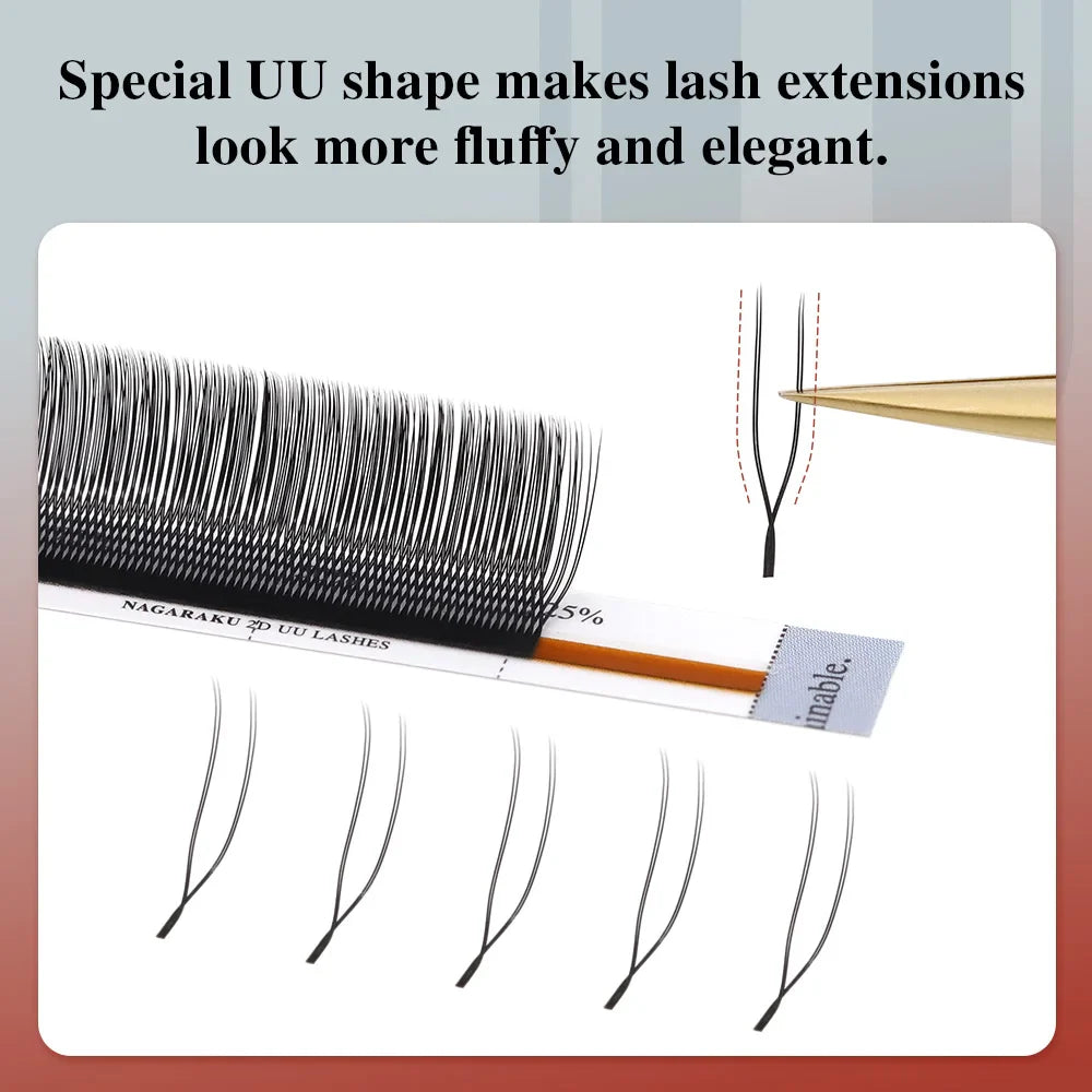 NAGARAKU U-Shape YY 2D UU Mink Eyelash Extensions — Natural Soft Premium Brazilian Cilios Lashes