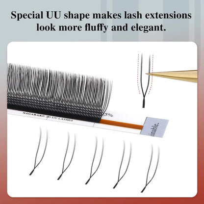 NAGARAKU U-Shape YY 2D UU Mink Eyelash Extensions — Natural Soft Premium Brazilian Cilios Lashes