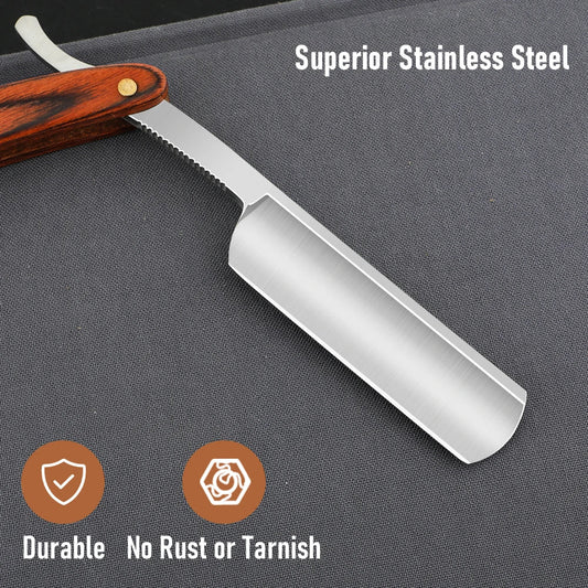 Professional Barbershop Men’s Shaver – Straight Edge Barber Razor Knife for Beard Shaving with Wiping Cloth