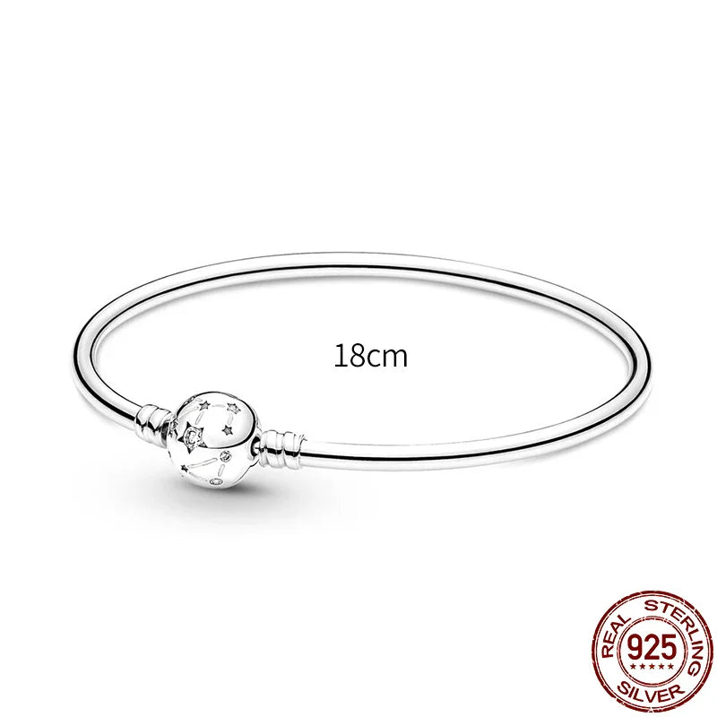 New 925 Sterling Silver Snake Chain Charm Bracelet – Fits Original 925 Pendant Charms & Beads, Heart Bracelet Jewelry for Women