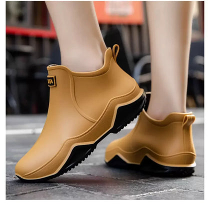 New Waterproof Rain Shoes for Women & Men – Ankle Rain Boots, Anti-Slip, Wear-Resistant, Plush for Summer & Winter