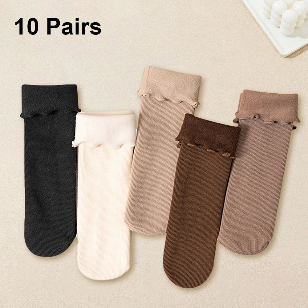 5/10/20 Pairs Women’s Winter Warm Socks — Thick Thermal Cashmere Wool Short Socks for Boots & Home