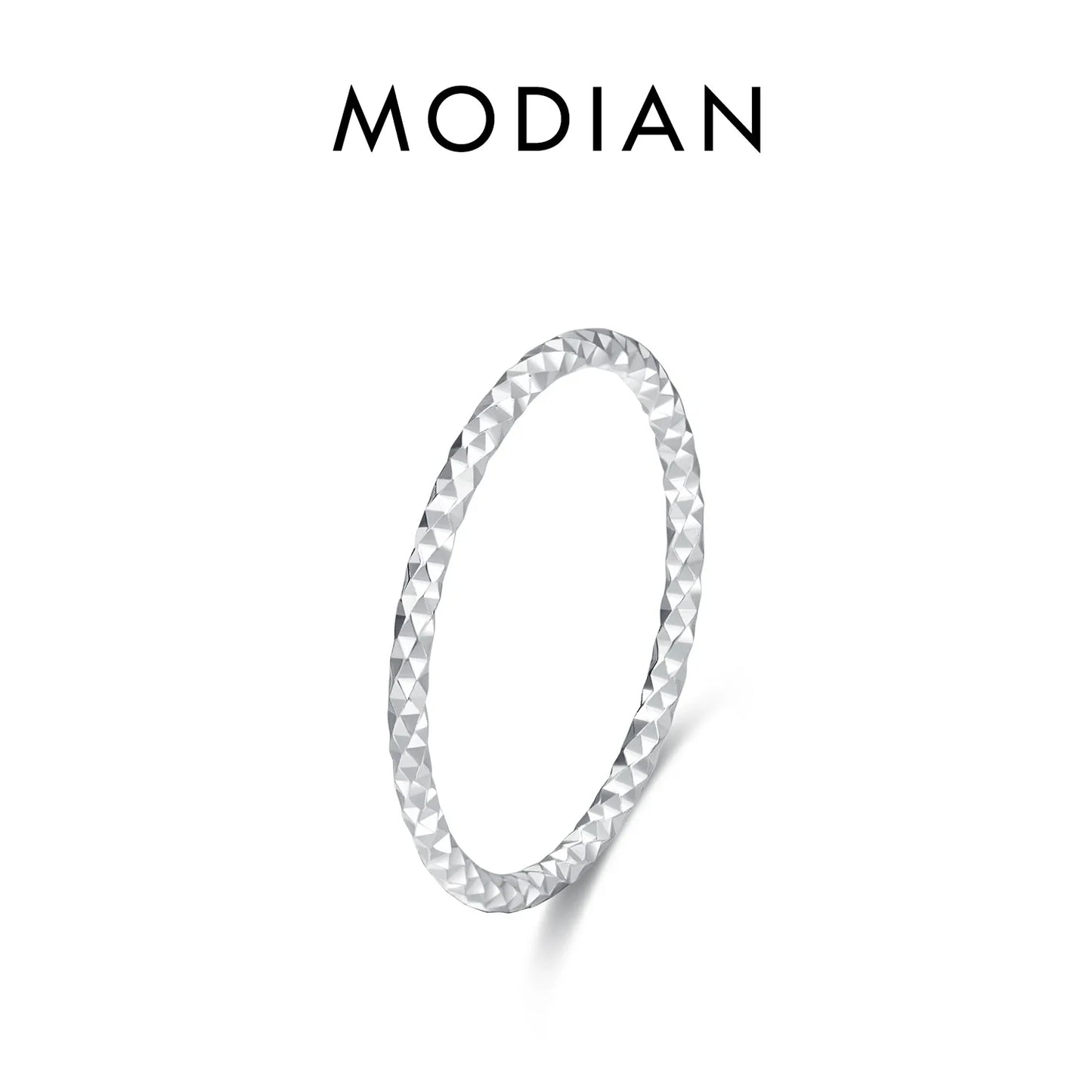 MODIAN 925 Sterling Silver Stackable Ring – Classic Wave Geometric Finger Ring, Fashion Jewelry for Women