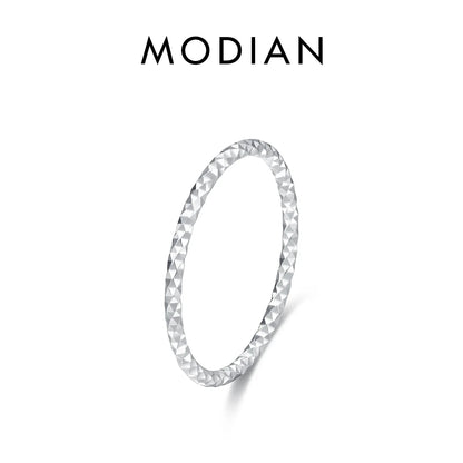 MODIAN 925 Sterling Silver Stackable Ring – Classic Wave Geometric Finger Ring, Fashion Jewelry for Women