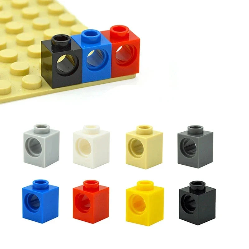Technical Building Block Long Beam with Holes – Thick MOC Studded Bricks Compatible with 3703, 32018, 3895, 2730, 3894, 3701, 3700