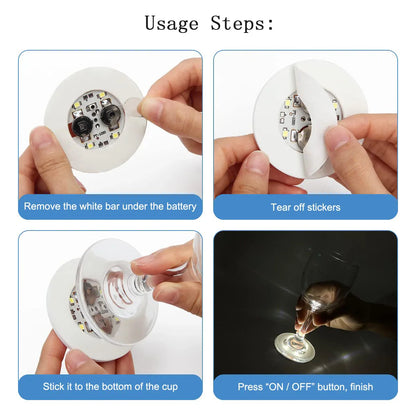 LED Wine Bottle Coasters — Colorful Glowing Stickers for Bar, Wedding, Party Lighting Decor (1/10/20/50PCS)