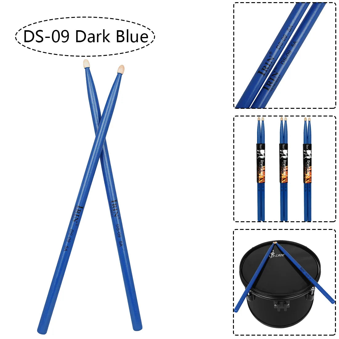 5A Maple Drumsticks – DS-09 Multicolor Drum Mallets, Professional Percussion Musical Instrument Accessories