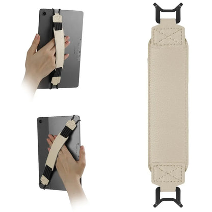 Leather Tablet Hand Strap - Universal Anti-Slip Anti-Drop EReader Holder for Kindle iPad Kobo Lenovo Sony & More