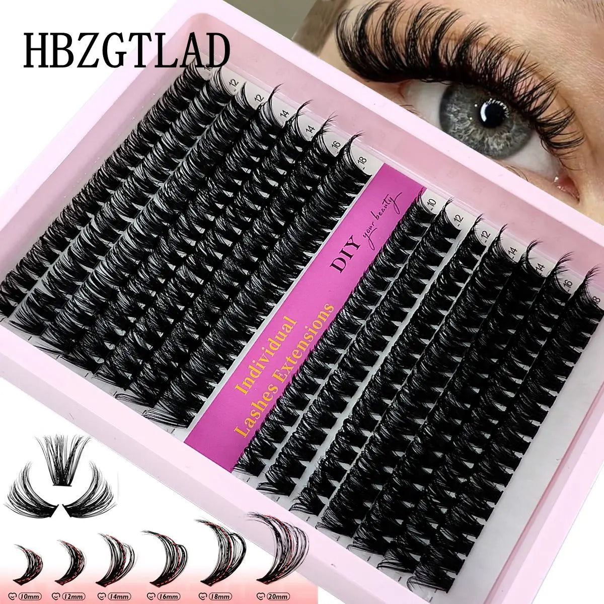 60D/80D/100D Mixed Eyelash Clusters – 10-18mm Wispy Individual Lash Extensions, 266/280pcs DIY Mink False Lashes for Makeup