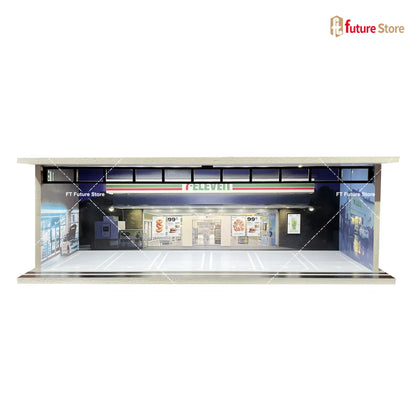 1:64 Scale Garage Scene Model with Lights – Assembled Parking Lot Diorama for Miniature Car Display