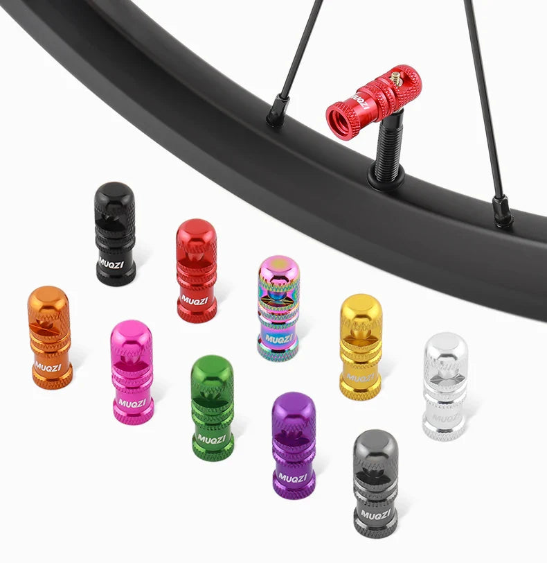 MUQZI 2/4PCS Presta Valve Caps with Core Remover — MTB Tubeless Tire Valve Stem Accessories