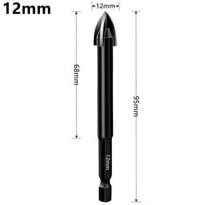 Cross Hexagonal Ceramic Tile Drill Bit – Alloy Triangular Glass, Ceramic & Concrete Hole Opener, Sizes 3-12mm