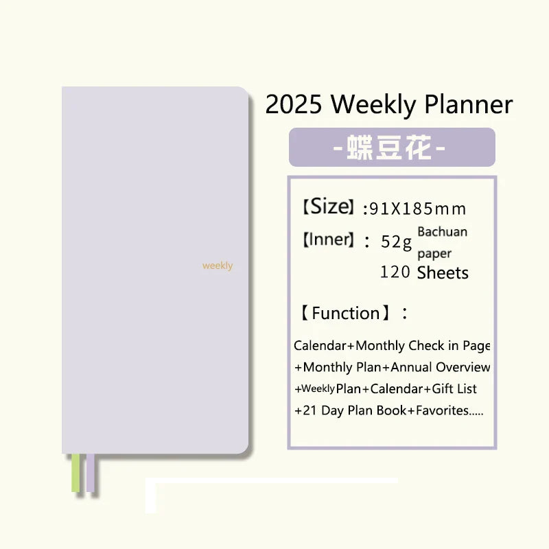 Kinbor 2025 Weekly Planner – Two Pages per Week Schedule Book for Time Management & Daily Efficiency