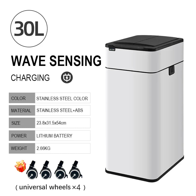 Smart Stainless Steel Trash Can – Automatic Wastebin for Kitchen & Home, 20-60L Large Capacity Garbage Bin