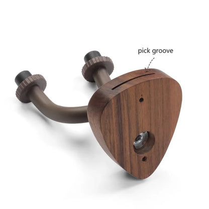 Wall Mount Guitar Hanger — Walnut Hook for Ukulele, Electric Guitar & Bass, Adjustable Display Stand