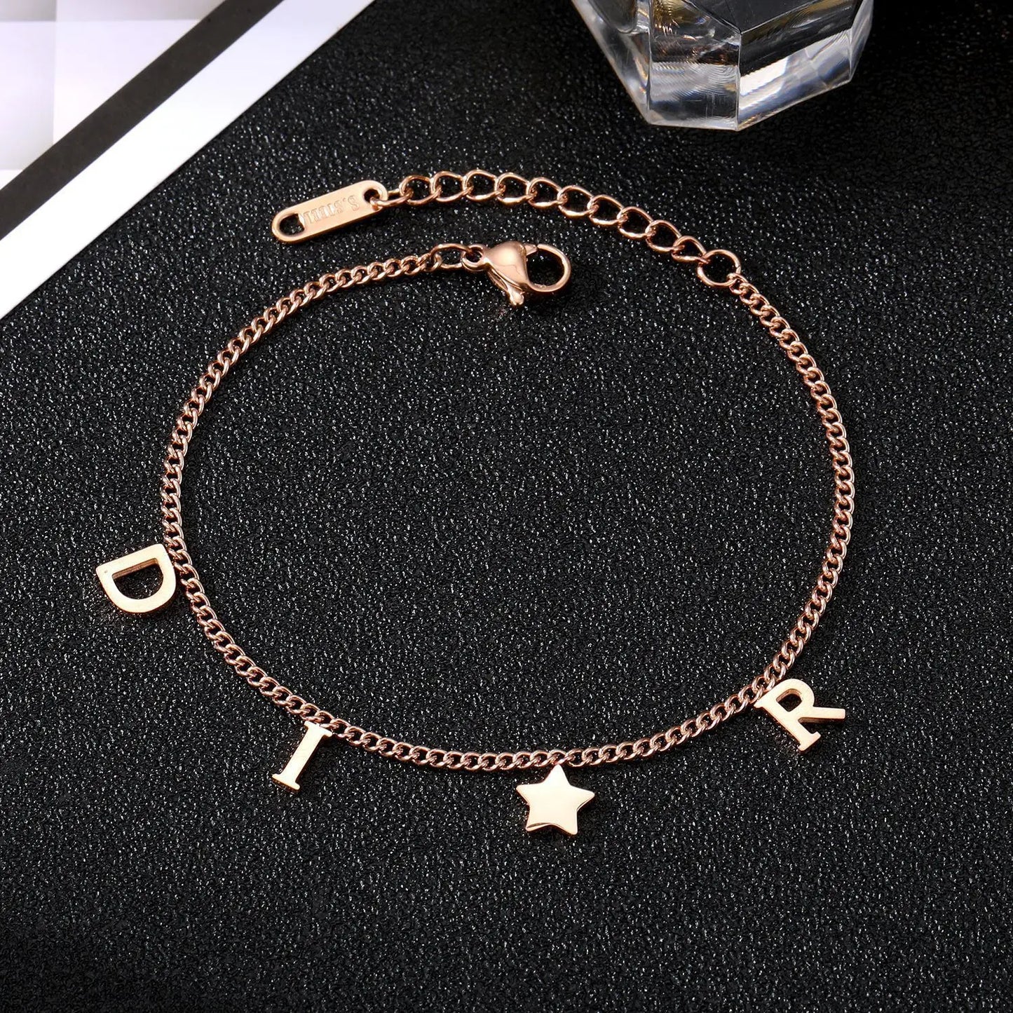 New Fashion Letter Star Pendant Bracelet – Simple Vintage Stainless Steel Luxury Jewelry for Women, Perfect Gift Accessories