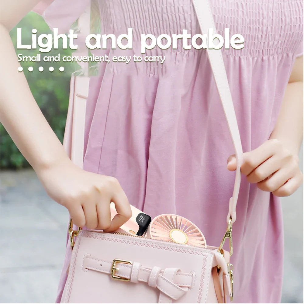 Portable Mini USB Fan – Handheld & Desktop Fan with Phone Holder, 3-Speed Adjustable Wind, Long Battery Life, Multi-Function Cooling Fan