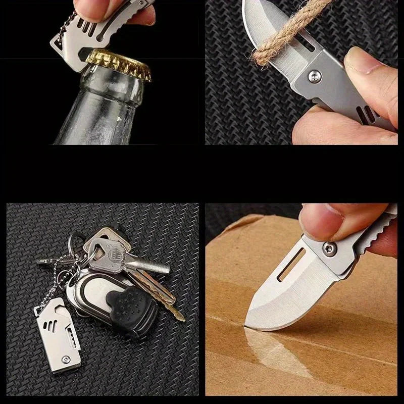 Mini Folding Knife – D2 Steel Sharp Box Opener with Stainless Steel Blade, Portable Keychain Hanging Knife