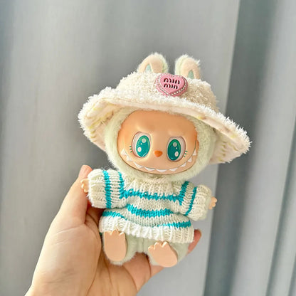 17cm Labubu Doll Clothes – Kpop EXO-Inspired Skirt & Sweater Outfit, V1 V2 Idol Clothing Gift