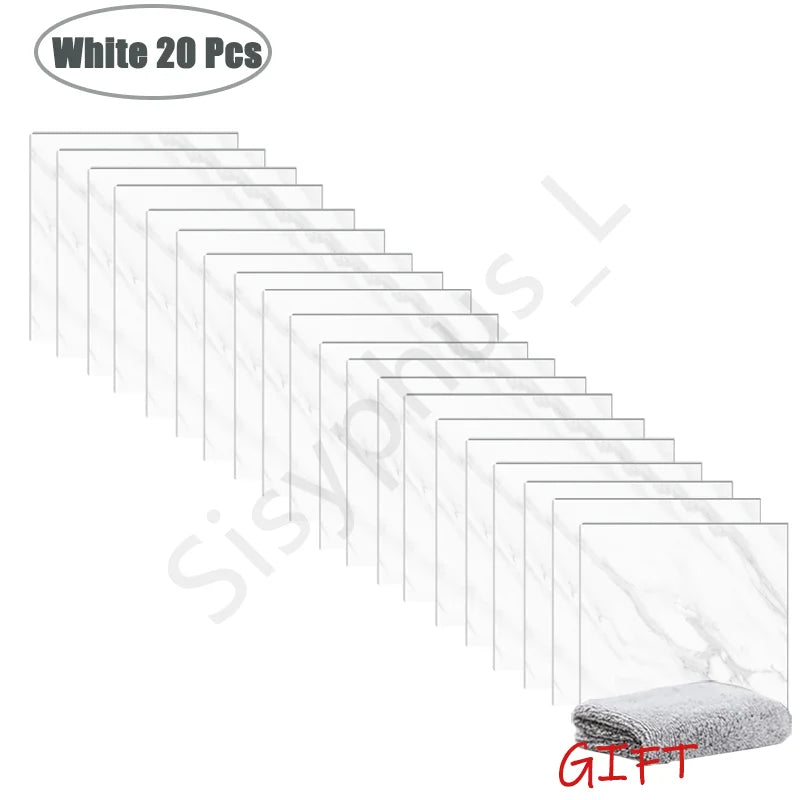 10-50Pcs PVC Marble Wall Stickers — Self-Adhesive Thickened Waterproof Tile Stickers for Bathroom Kitchen Floor Home Decor