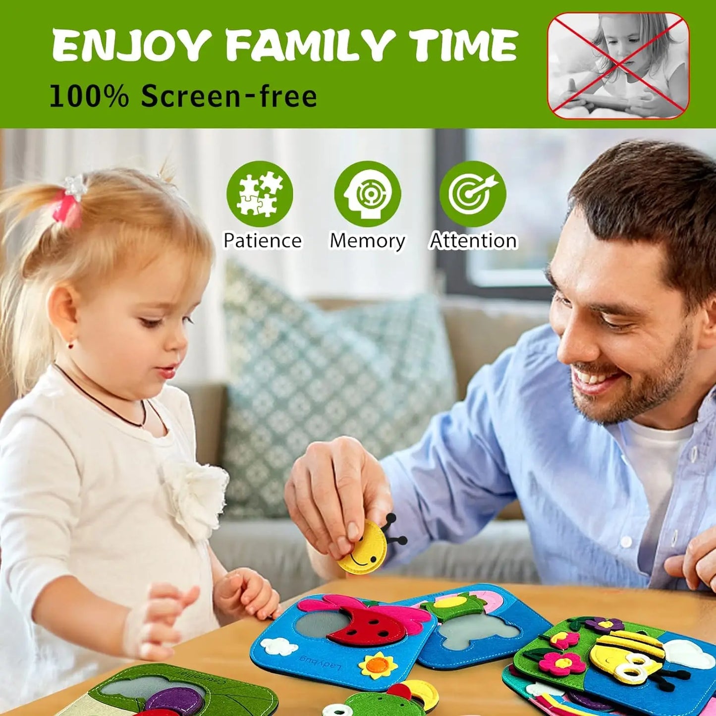 Montessori Busy Book for Kids – Color, Shape & Animal Cognition, Early Education Giraffe Quiet Book, Fine Motor Skills Toy