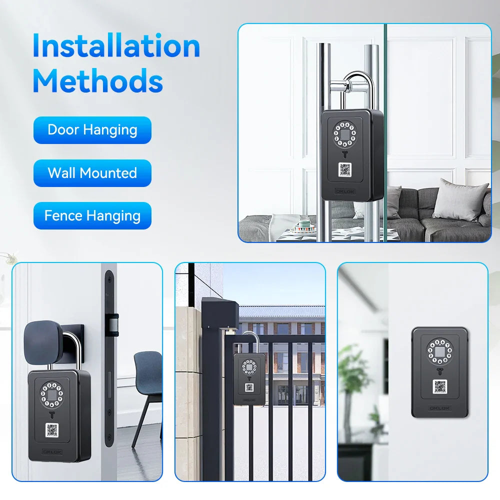 Camluxy Smart Key Box with Fingerprint & Digital Password – Secure Lockbox with IC Card and Combination Code Unlock
